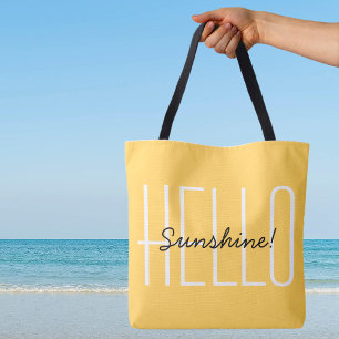 Tote Bag Bonjour Typographie Moderne Jaune Noir Sunshine