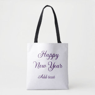 Tote Bag Bonne année calligraphie violette simple minimale