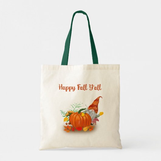Tote Bag Bonne Automne Y'all Gnome Automne avec Citrouille (Dos)