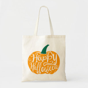Tote Bag Bonne lettre Halloween sur citrouille sculpté