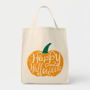 Tote Bag Bonne lettre Halloween sur citrouille sculpté
