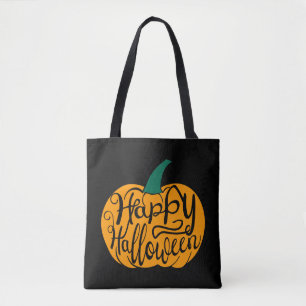Tote Bag Bonne lettre Halloween sur citrouille sculpté