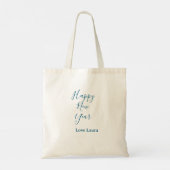 Tote Bag Bonne nouvelle année ajouter nom amour bleu simple (Dos)