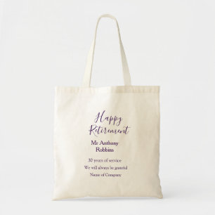 Tote Bag Bonne retraite ajouter le nom années de service à