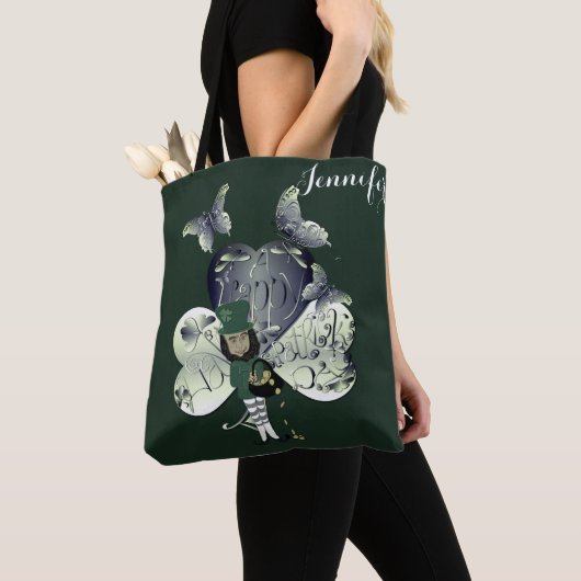 Tote Bag "Bonne Saint Patrick" Leprechaun (De près)