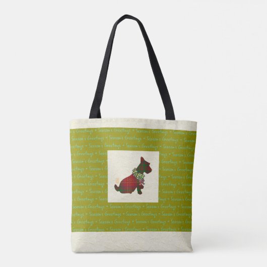 Tote Bag Bonnes Fêtes de chien écossais sur toute impressio (Dos)