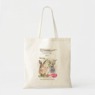 Tote Bag Bonnets de Pâques Happy Easter Watercolor Art