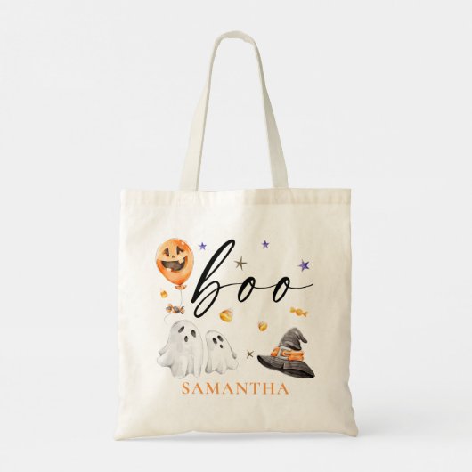 Tote Bag Boo Halloween aquarelle ou traitement (Dos)