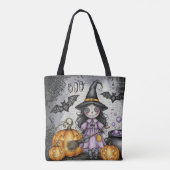 Tote Bag Boo & Sorcière Mignonne et lanternes (Dos)