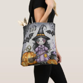 Tote Bag Boo & Sorcière Mignonne et lanternes (De près)