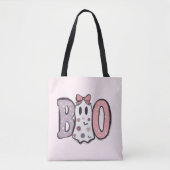 Tote Bag Boo Super Cute Ghost Pastel Pink Halloween (Devant)