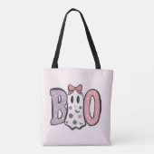 Tote Bag Boo Super Cute Ghost Pastel Pink Halloween (Dos)