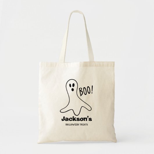 Tote Bag "Boo !" Traitement du nom personnalisé du fantôme (Devant)