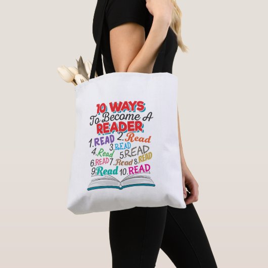 Tote Bag Book Lover 10 Ways to Become a Reader (De près)