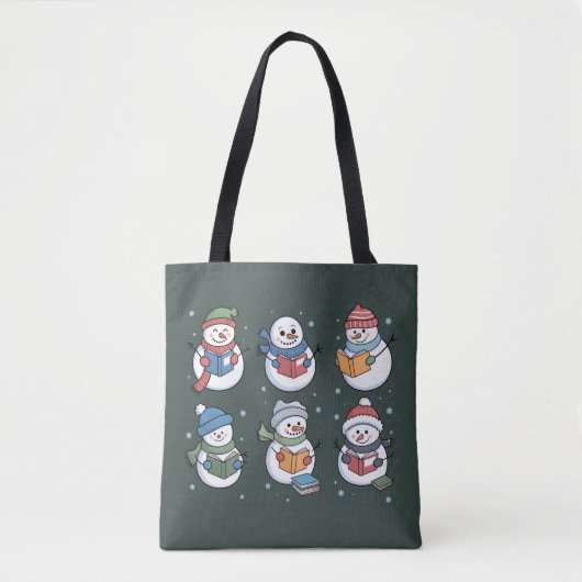 Tote Bag Book Lover Snowman Reading Gift Teacher Winter  (Devant)