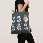 Tote Bag Book Lover Snowman Reading Gift Teacher Winter  (De près)