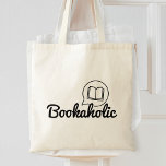 Tote Bag Bookaholic Funny Text Bookworm Book Lover Lecture<br><div class="desc">Ce sac fourre-tout fait un grand cadeau pour les amateurs de livres,  avec un texte manuscrit : "Bookaholic".</div>