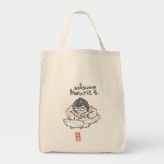 Tote Bag Bookbag -- "Je consomme des bibliothèques "