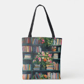 Tote Bag Books and Flowers on Bookshelf (Dos)