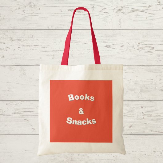 Tote Bag Books and Snacks slogan personnalisable