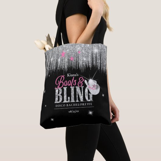 Tote Bag Boots 'n Bling Disco Bachelorette ID925 (De près)