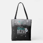 Tote Bag Boots 'n Bling Disco Bachelorette Teal ID925 (Dos)