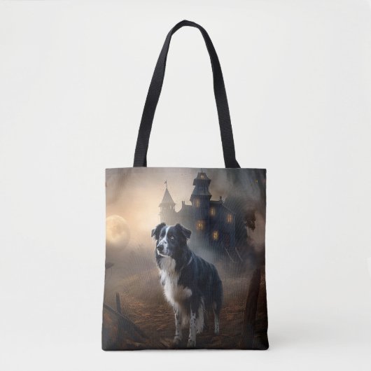 Tote Bag Border Collie Halloween Effrayant  (Devant)