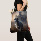 Tote Bag Border Collie Halloween Effrayant  (De près)