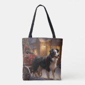 Tote Bag Border Collie Noël Saison Festive (Dos)