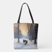 Tote Bag Border Collie Qu'il neige Noël (Dos)