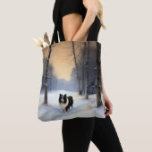 Tote Bag Border Collie Qu'il neige Noël (De près)