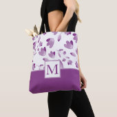 Tote Bag Bords de fleurs d'aquarelle violet (De près)
