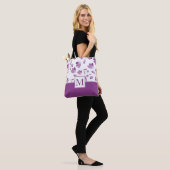Tote Bag Bords de fleurs d'aquarelle violet (Sur le modèle)