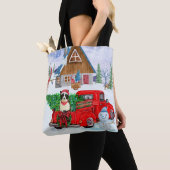 Tote Bag Bordure Collie chien dans la livraison de Noël Cam (De près)