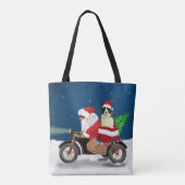 Tote Bag Bordure Collie Chien Noël Père Noël (Dos)