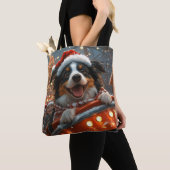 Tote Bag Bordure Collie Dog Roller Dessous de verre Noël (De près)