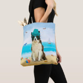 Tote Bag Bordure Collie Dog sur la plage (De près)