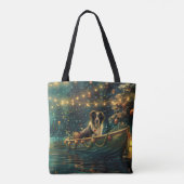Tote Bag Bordure Collie Noël Festive Voyage (Dos)