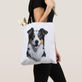 Tote Bag Bordure face Collie (De près)
