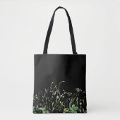 Tote Bag Bordure fleur sauvage en noir (Devant)