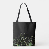 Tote Bag Bordure fleur sauvage en noir (Dos)