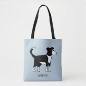 Tote Bag Bordure mignonne galloise Collie Sheepdog Nom pers (Devant)