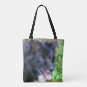 Tote Bag Bordure noire Collie Chien Art peinture photo (Dos)