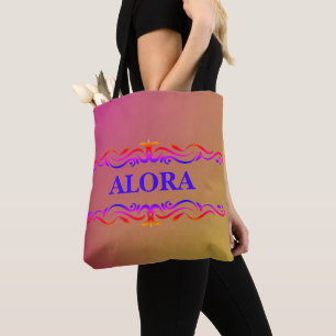 Tote Bag Bordure vintage en fil Neon rose et jaune