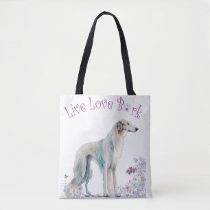 Tote Bag Borzoi Chien Maman Floral