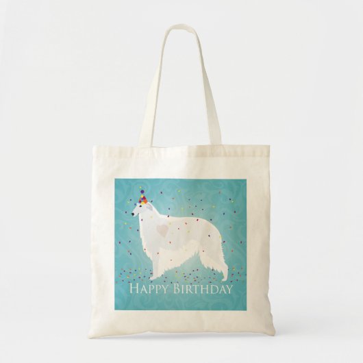 Tote Bag Borzoi Joyeux Design d'anniversaire (Devant)