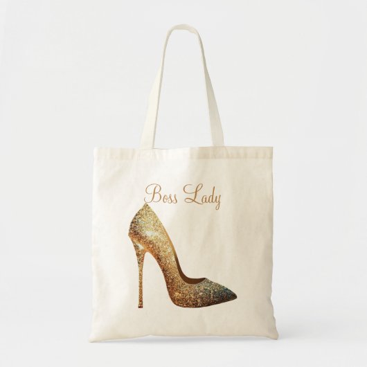 Tote Bag Boss Lady Parties scintillant d'or talons hauts (Devant)