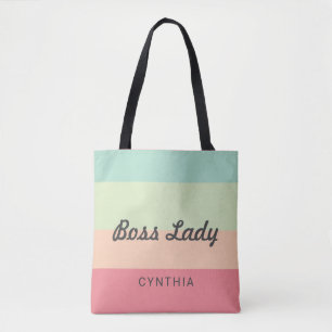 Tote Bag Boss Lady Personnalisé Monogramme Rainbow Cute