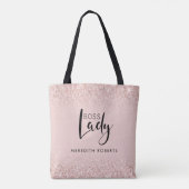 Tote Bag Boss Lady Rose Gold Blush Parties scintillant pers (Dos)