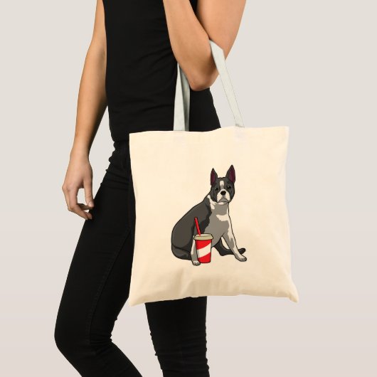 Tote Bag Boston Terrier avec boisson (Devant (produit))